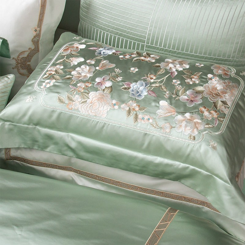 Esana Green Embroidery Egyptian Cotton Bedding Set