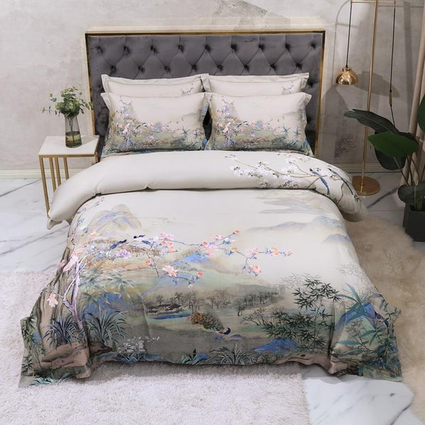 Lucia Egyptian Cotton Duvet Cover Set Duvet Cover Set - Venetto Design Queen / Flat Sheet / 4 Pieces Venettodesign.com