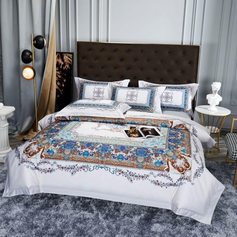 Ava Layered 3D Printed Border Egyptian Cotton Duvet Cover Set – Venetto ...