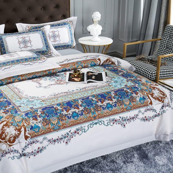 Ava Layered 3D Printed Border Egyptian Cotton Bedding Set