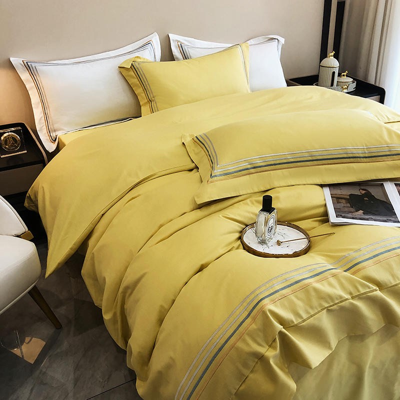 Fleur Classic Embroidered Striped Border Egyptian Cotton Duvet Cover Set Duvet Cover Set - Venetto Design Venettodesign.com