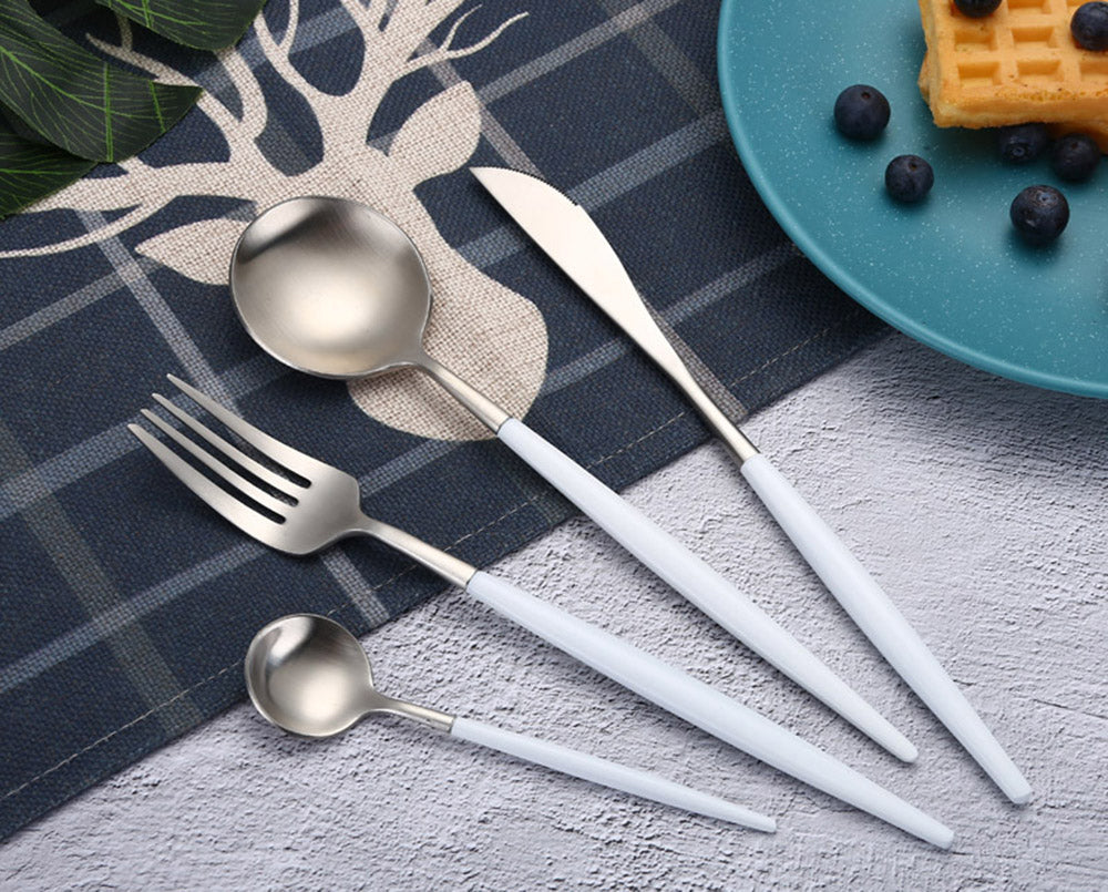 Arya White Silver Cutlery Cutlery - Venetto Design Venettodesign.com