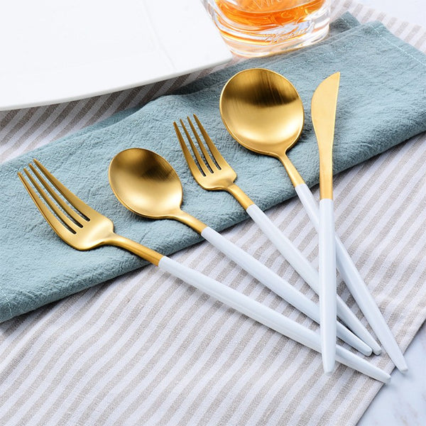 Arya White Gold Cutlery Set Cutlery - Venetto Design 30 PIECES SET Venettodesign.com