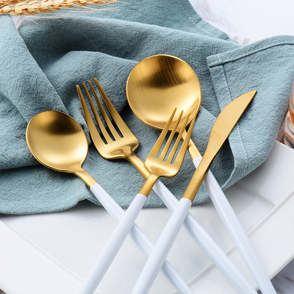 Arya White Gold Cutlery Set Cutlery - Venetto Design Venettodesign.com